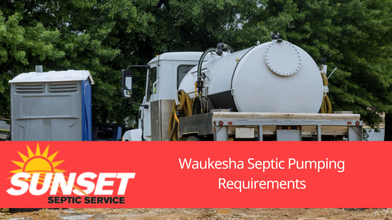 A truck drives down a road in Wisconsin to perform Waukesha septic pumping services.